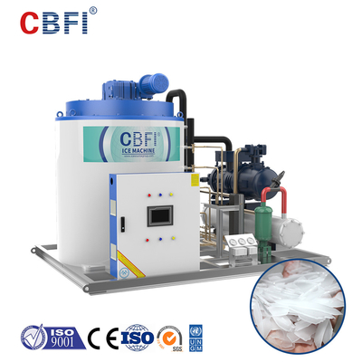 Machine à glace par l'eau de flocon industriel de refroidissement pour le traitement des denrées alimentaires des produits alimentaires de crevette de poissons de machine à glaçons avec l'approvisionnement d'usine à vendre